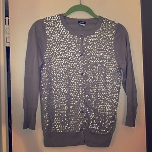 J Crew Gray Sequin Cardigan Women’s Small